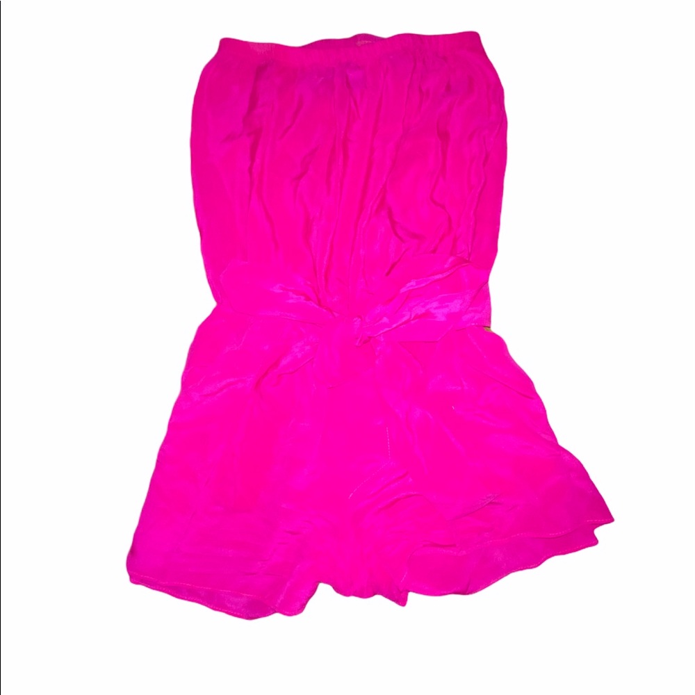 Neon pink strapless romper
